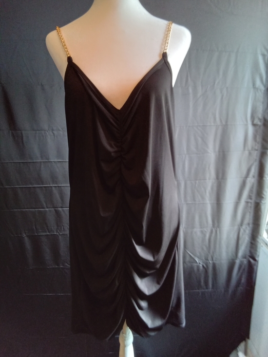 Discreet Dresses & Skirts - Discreet Black Slip Dress with Gold Chain‎ Straps